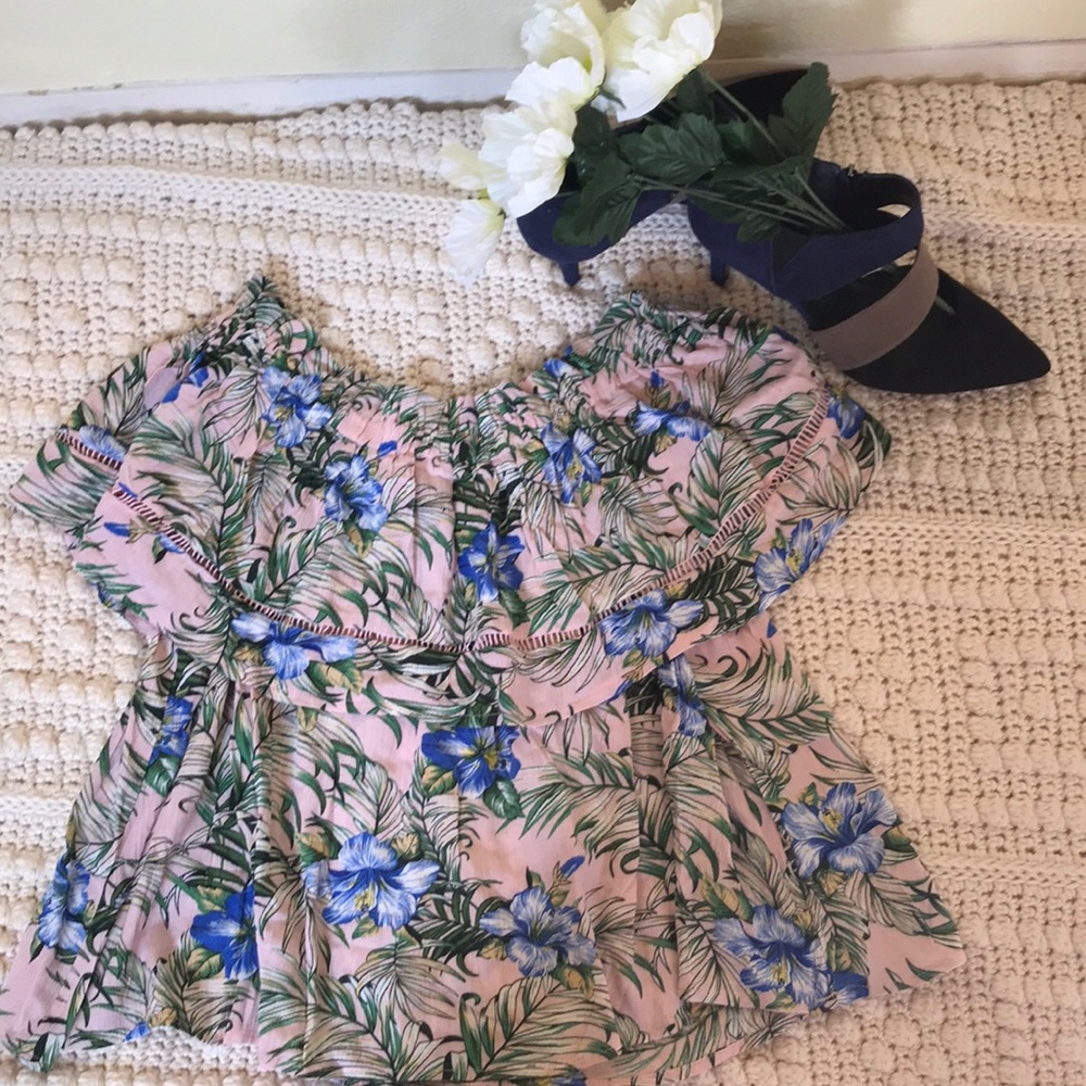 And the Why: NWT. Off Shoulder floral Shirt